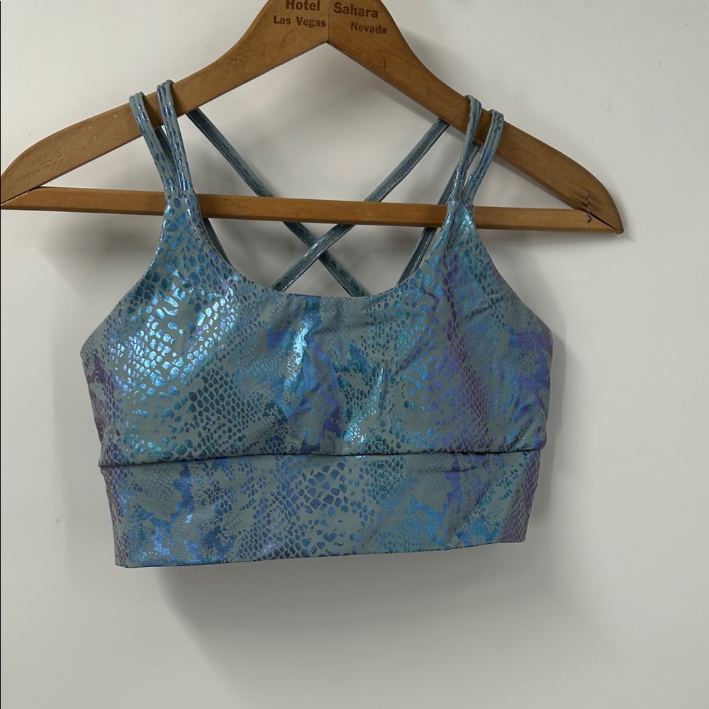 Flex it Pink Leopard and Blue Women's Sports Bras - Picture 5 of 8